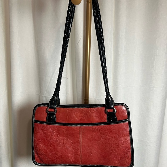 EGO Black and Reddish Orange Two-Tone Leather Shoulder Bag - Picture 3 of 5